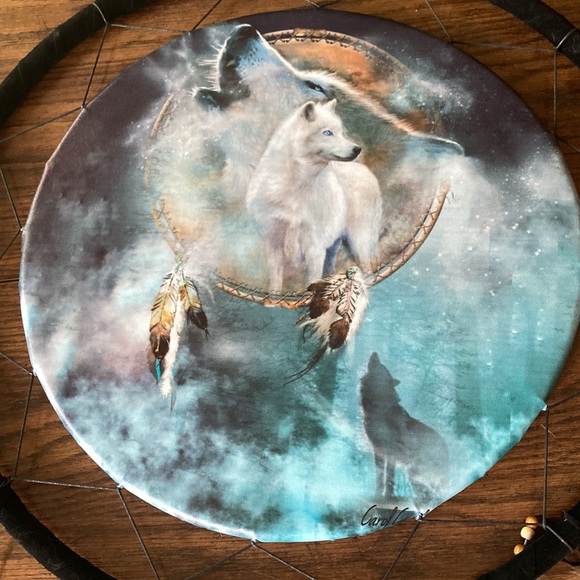 NWT Dream Catcher Big Size Round in Black Velvet CircleFeathers Beads - Picture 3 of 9